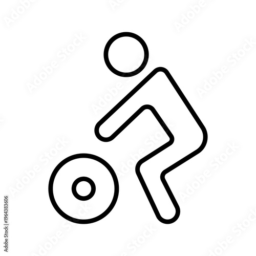 Weight lifting icon. Sports and weightlifting line symbol. Black and white.