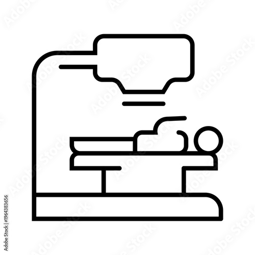 Xray patient icon. Healthcare and radiology line symbol. Black and white.