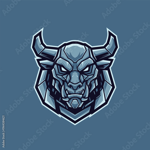 Robotic bull head logo design.