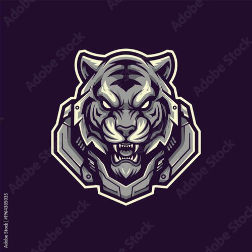 Robotic Tiger Head Illustration Design.