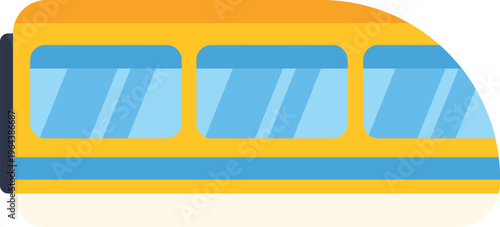 Yellow high speed train representing modern rail travel in flat vector illustration style