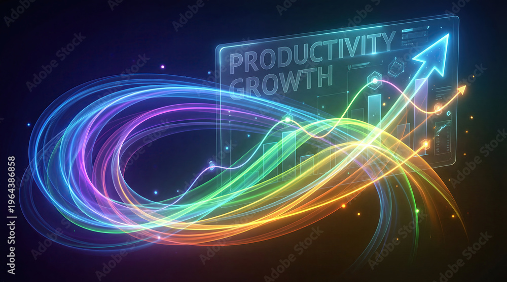 Obraz premium Abstract datum productivity growth vibrant lines concept. Vibrant abstract design symbolizing growth and productivity.