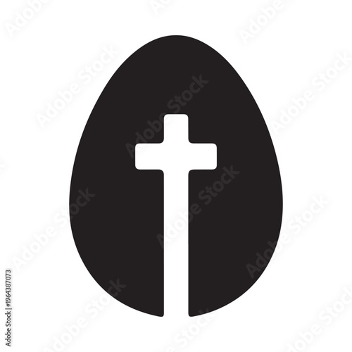 Christian Easter Egg Silhouette with Religious Cross – Minimalist Faith Based Vector Illustration for Church Graphics and Resurrection Sunday