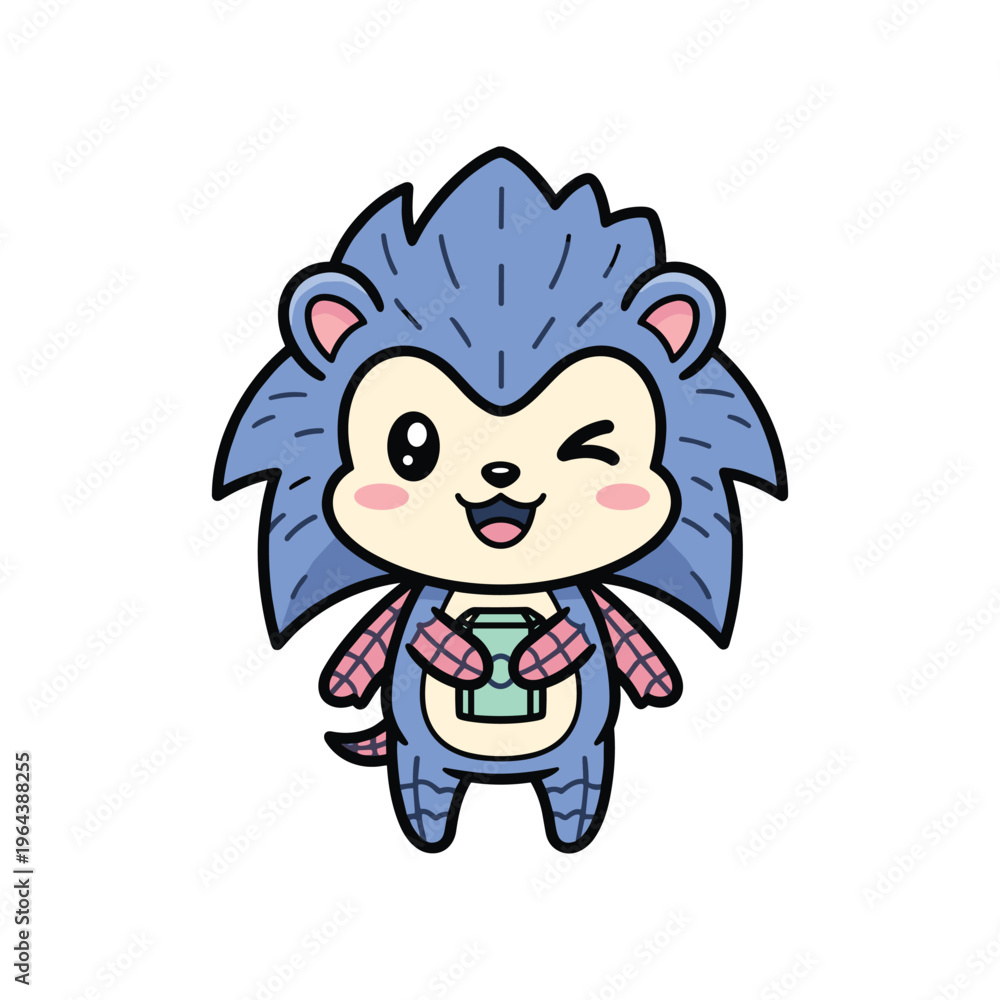 Fototapeta premium Cute Hedgehog Holding Money Commercial Illustration