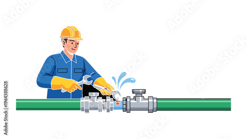 Precision and Repair: A skilled technician, equipped with tools, diligently repairs a leaking pipe. showcasing expertise and commitment to infrastructure maintenance.