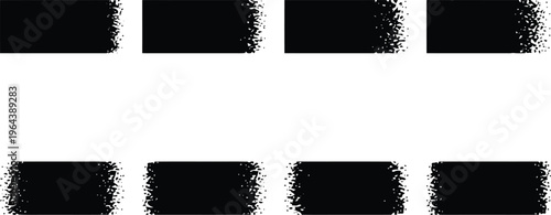 Abstract black and white textured pattern transitioning from solid to fragmented vector illustration