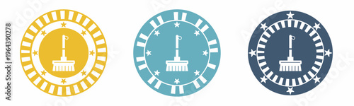 Broom icon. Broom illustration label design. Design for business. Vector illustration.