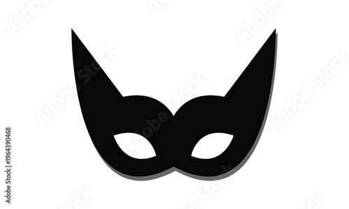 Mask superhero carnival villain  vector icon set. Black masquerade costume eye mask silhouette hidden person face. Simple design incognito party masque shape template illustration. EPS 10 .