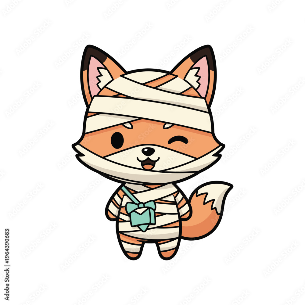 Fototapeta premium Mummy Fox Character Halloween Concept