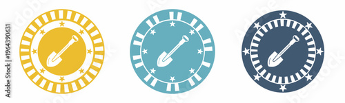 Shovel icon. shovel illustration label design. Design for business. Vector illustration.