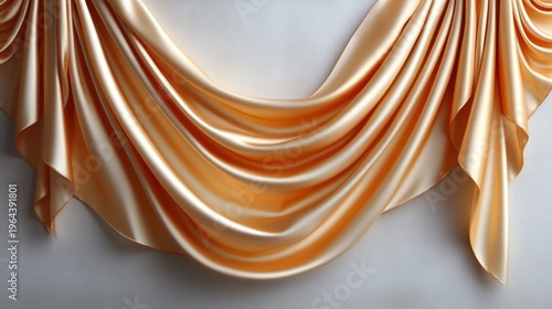 Luxurious golden fabric flows gracefully creating a warm and inviting atmosphere indoors