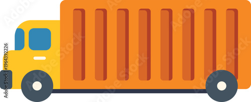 Yellow and orange cargo truck moving goods for commercial delivery