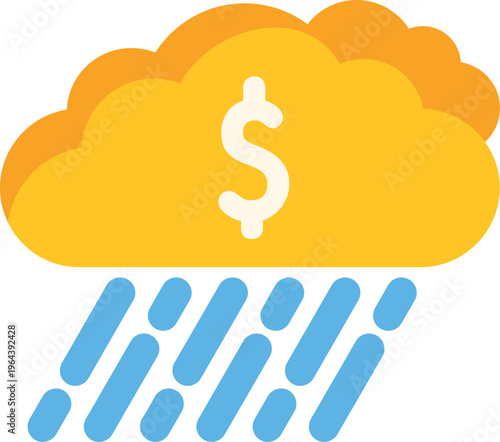 Golden cloud with a dollar sign raining money, depicting wealth and financial growth