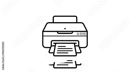Clean line icon of a printer symbolizing printing documents and office tasks