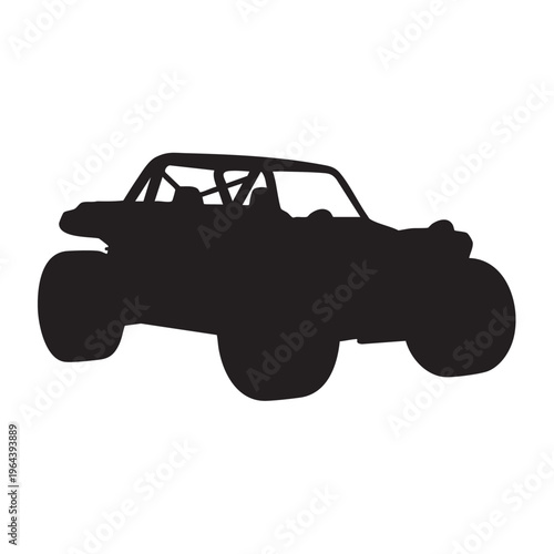 Silhouette of a dune buggy off-road vehicle icon for adventure and extreme sports isolated on white
