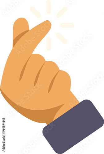 Hand snapping fingers with light rays, representing a sudden idea or success