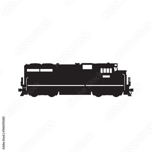 Black silhouette of a diesel locomotive simple vector illustration for transportation and industry c
