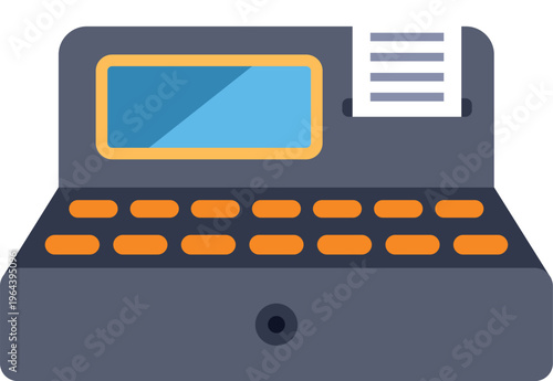 Cash register printing a receipt for retail transactions and business commerce