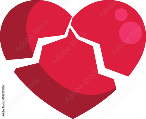 Red heart icon split into pieces representing sadness and emotional pain