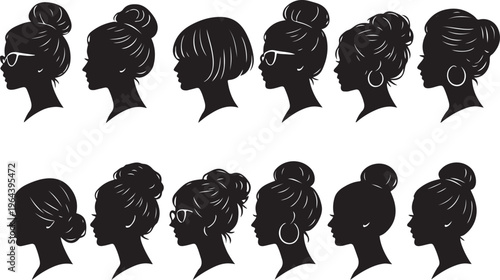 Human Head Silhouette Evolution Set (Profile Views).