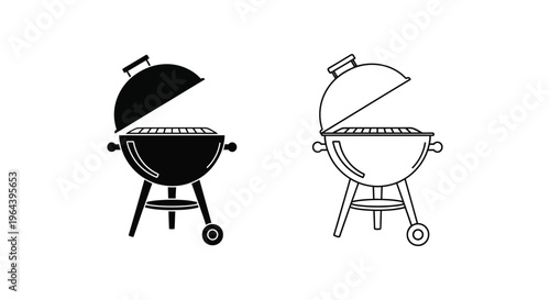 Bbq grill illustrations black and white Vector