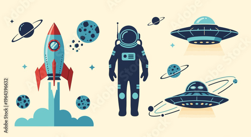 Astronaut in Space Suit Standing Alone.