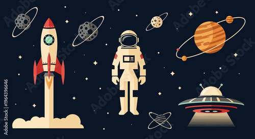 Astronaut standing in space suit.