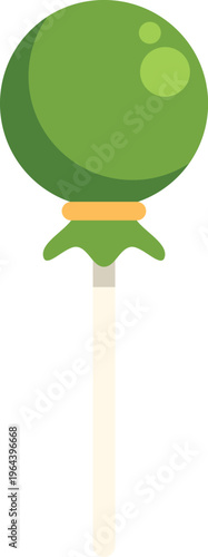 Green lollipop with a round head and stick, symbolizing sweetness and childhood