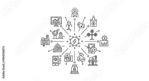Black and white icons arrangement.