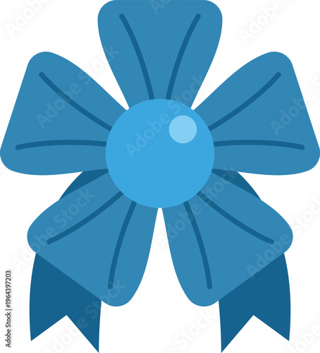 Blue decorative bow with a light blue knot for packaging and celebration
