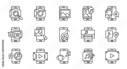 Collection of smartwatch icons and symbols.