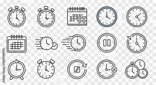 Collection of various clock icons.