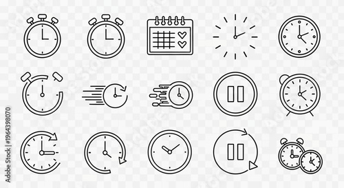 Collection of various clock icons.