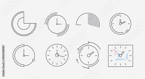 Collection of various clock icons.