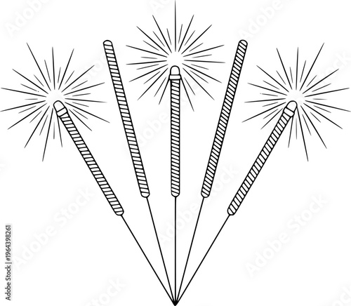 Sparklers Igniting With Radiant Starbursts A White Background firework celebration