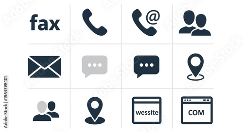 Communication Icons on White Background.