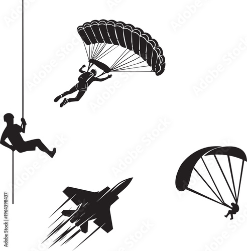 paraglider silhouette vector