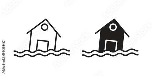 Flooded house icons vector design template simple and clean