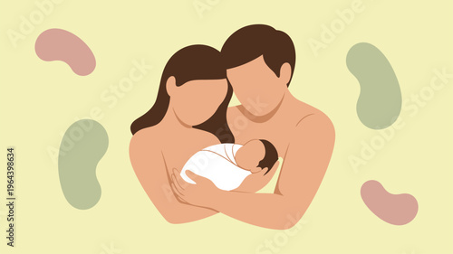 Parents holding newborn baby with love