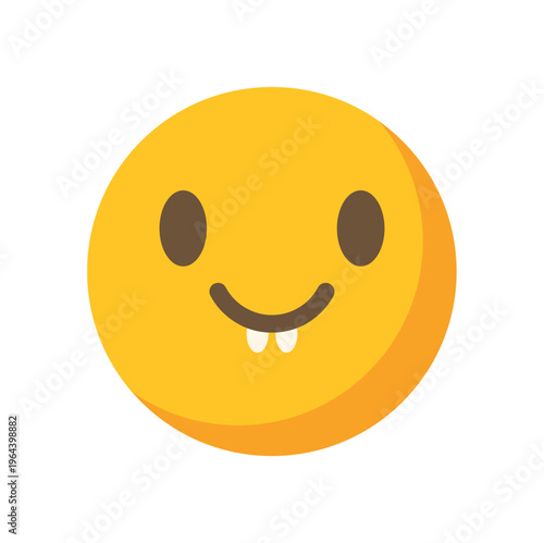 Yellow face emoji showing buck teeth and a friendly, studious expression