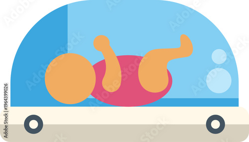 Newborn baby resting inside a hospital incubator