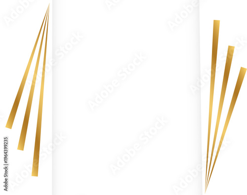 白背景に広がる金色の放射ラインデザイン・高級感と動きを演出するゴールドストライプの抽象ビジュアル素材