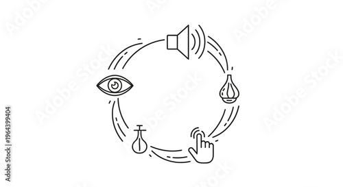 Graphic design elements in circle.