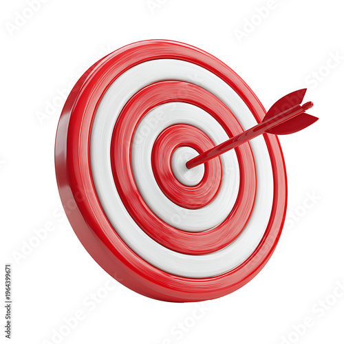 A red and white target with a dart hitting the bullseye center.