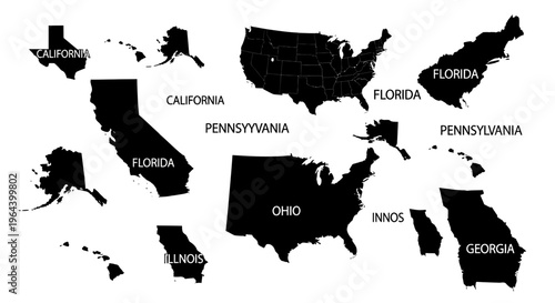 Map of United States with States.