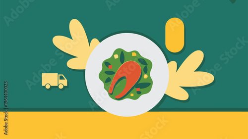 Salmon meal delivery illustration