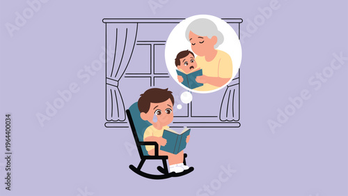 Sad boy recalls grandma reading book