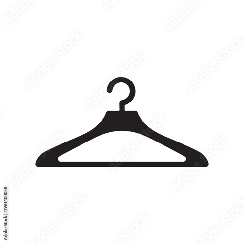 Black silhouette of a clothes hanger a simple vector icon for fashion and retail concepts isolated on a white background