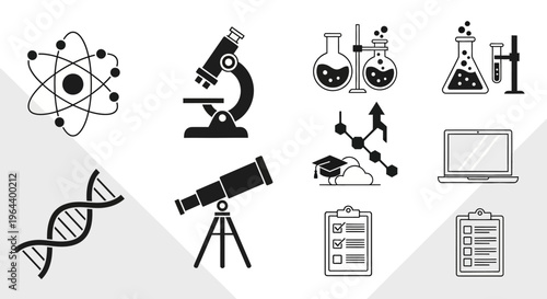 Science and laboratory equipment icons.