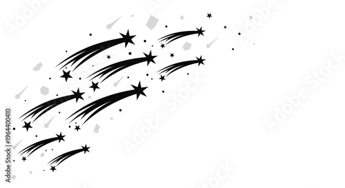 Shooting stars in the night sky.